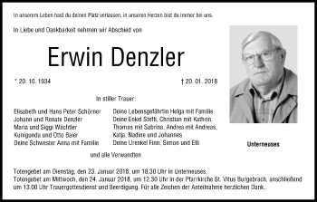 Anzeige von Erwin Denzler von MGO