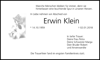 Anzeige von Erwin Klein von MGO