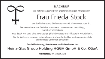 Anzeige von Frieda Stock von MGO