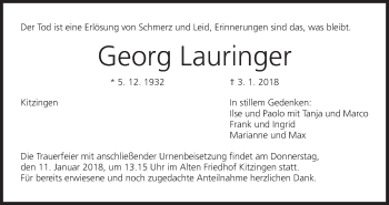 Anzeige von Georg Lauringer von MGO
