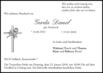 Anzeige von Gerda Demel von MGO