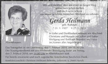 Anzeige von Gerda Heilmann von MGO