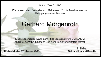 Anzeige von Gerhard Morgenroth von MGO