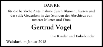 Anzeige von Gertrud Vogel von MGO