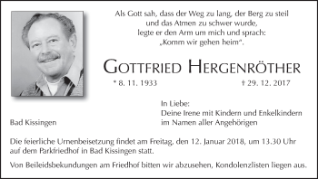 Anzeige von Gottfried Hergenröther von MGO