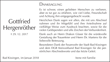 Anzeige von Gottfried Hergenröther von MGO