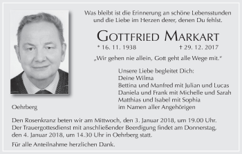 Anzeige von Gottfried Markart von MGO