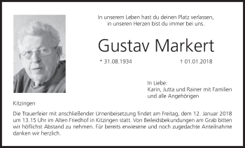 Anzeige von Gustav Markert von MGO