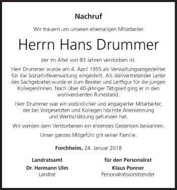 Anzeige von Hans Drummer von MGO