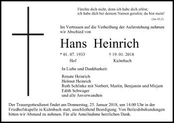 Anzeige von Hans Heinrich von MGO