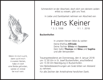 Anzeige von Hans Keiner von MGO