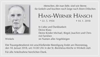 Anzeige von Hans-werner Hänsch von MGO