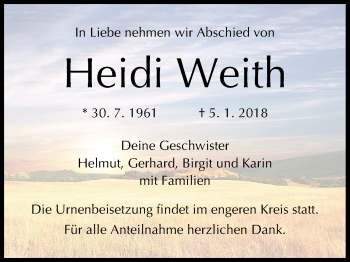 Anzeige von Heidi Weith von MGO