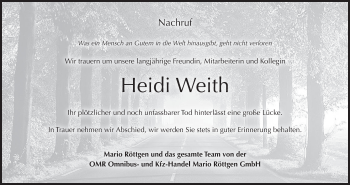 Anzeige von Heidi Weith von MGO
