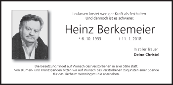 Anzeige von Heinz Berkemeier von MGO