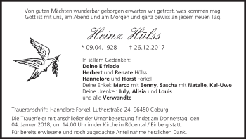 Anzeige von Heinz Hülss von MGO
