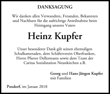 Anzeige von Heinz Kupfer von MGO
