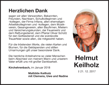 Anzeige von Helmut Keilholz von MGO