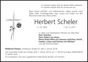 Anzeige von Herbert Scheler von MGO