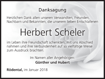 Anzeige von Herbert Scheler von MGO