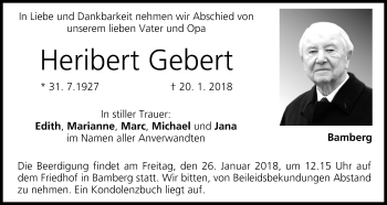 Anzeige von Heribert Gebert von MGO