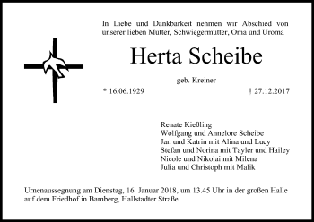 Anzeige von Herta Scheibe von MGO