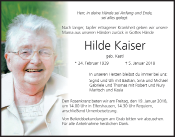 Anzeige von Hilde Kaiser von MGO