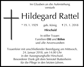 Anzeige von Hildegard Ratte von MGO