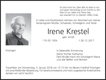 Anzeige von Irene Krestel von MGO