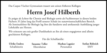 Anzeige von Josef Hilberth von MGO