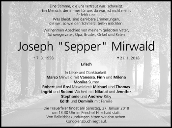 Anzeige von Joseph Mirwald von MGO