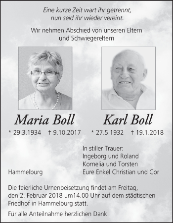 Anzeige von Karl Boll von MGO