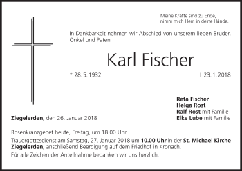 Anzeige von Karl Fischer von MGO
