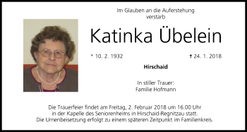 Anzeige von Katinka Übelein von MGO