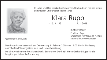 Anzeige von Klara Rupp von MGO