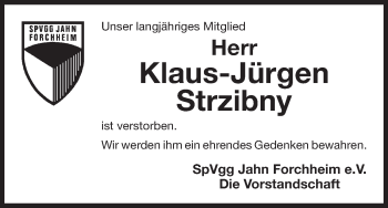 Anzeige von Klaus-Jürgen Strzibny von MGO