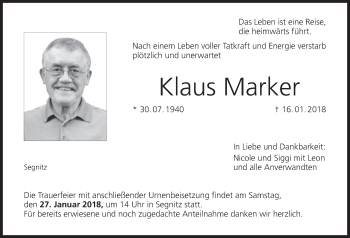 Anzeige von Klaus Marker von MGO