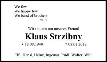 Anzeige von Klaus Strzibny von MGO