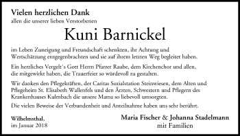 Anzeige von Kuni Barnickel von MGO