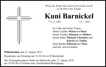 Anzeige von Kuni Barnickel von MGO