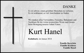 Anzeige von Kurt Hanel von MGO