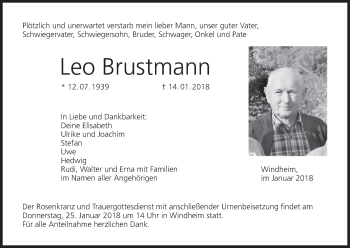Anzeige von Leo Brustmann von MGO