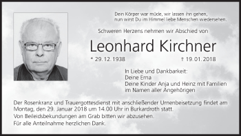 Anzeige von Leonhard Kirchner von MGO