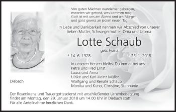 Anzeige von Lotte Schaub von MGO
