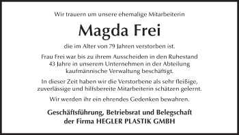 Anzeige von Magda Frei von MGO