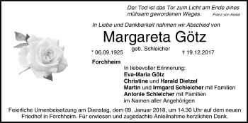 Anzeige von Margareta Götz von MGO