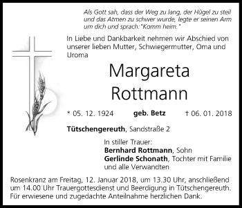 Anzeige von Margareta Rottmann von MGO