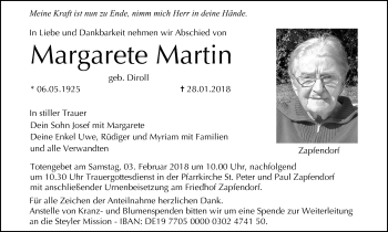 Anzeige von Margarete Martin von MGO