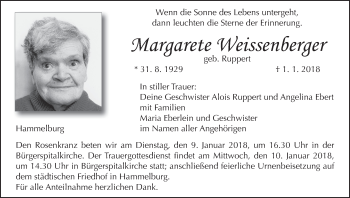 Anzeige von Margarete Weissenberger von MGO