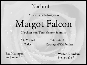 Anzeige von Margot Falcon von MGO